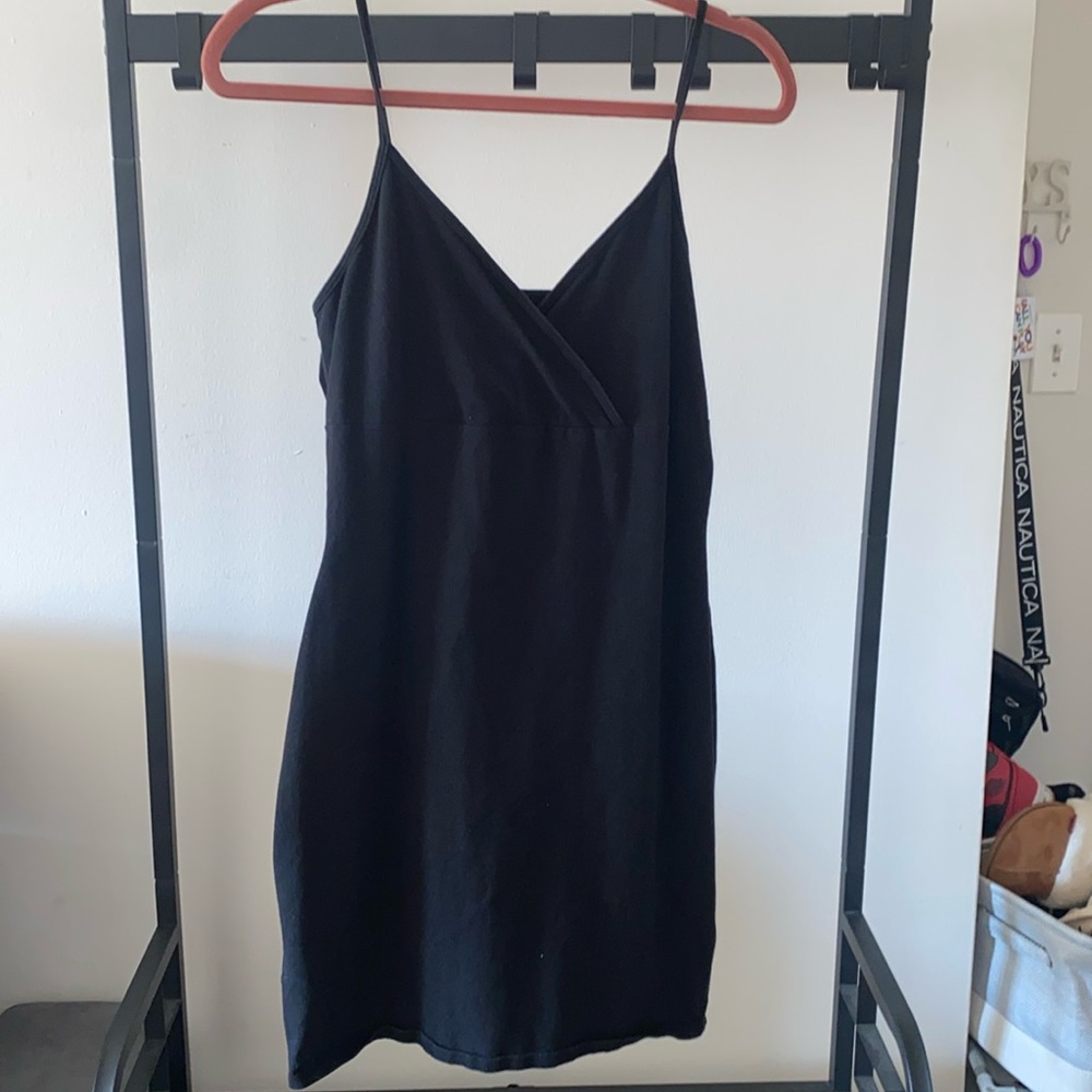 Black mini dress.